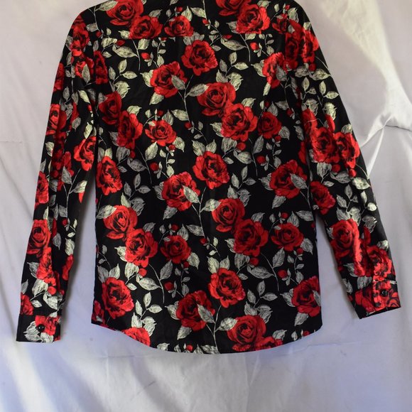 MYMSTORM Red Rose Button Down Shirt - Picture 2 of 3